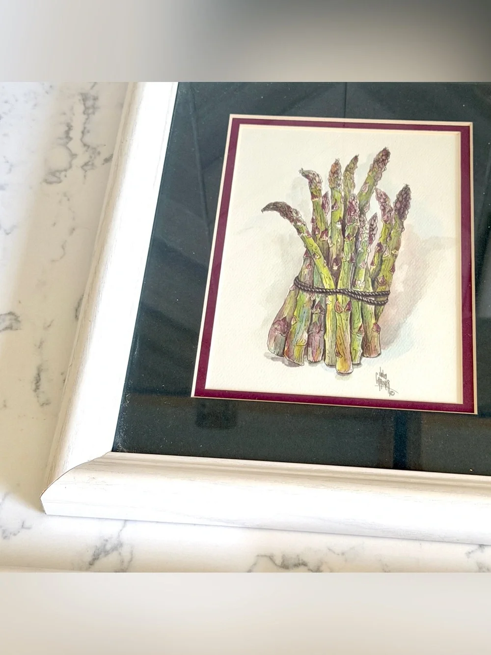 Vegetable Watercolor Art Prints Vintage Onion Asparagus Cabbage Framed Wall Art